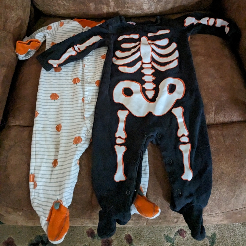 Carter's Simple Joy Baby Clothes Skeleton and Pumpkin 3-6 months